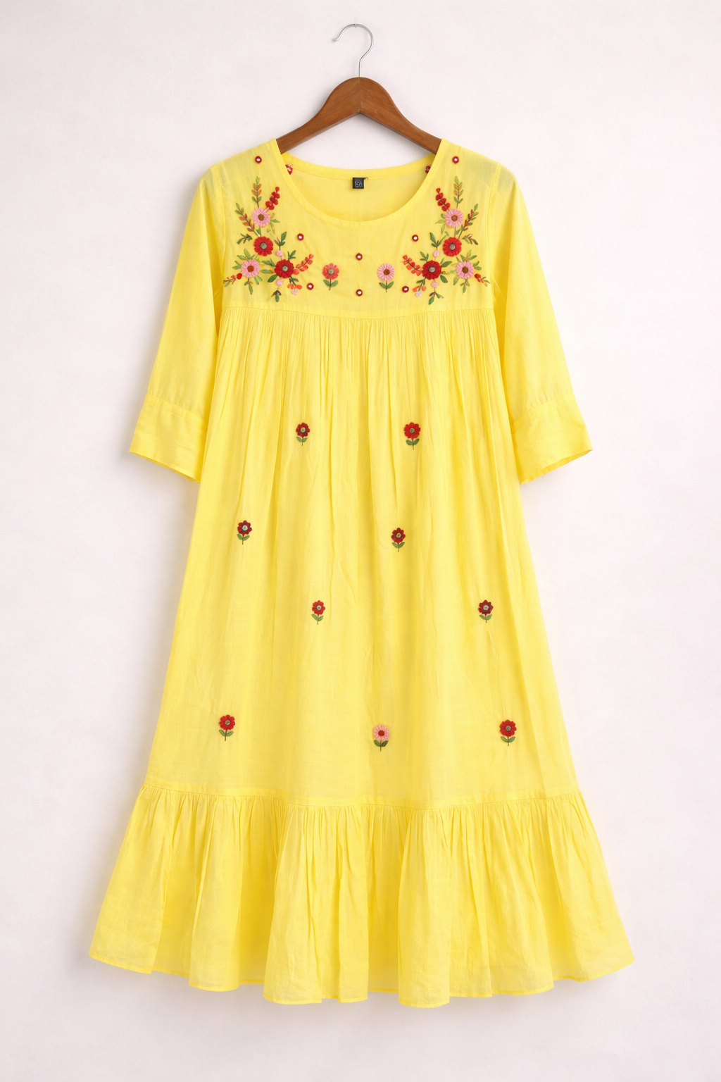 Yellow floral midi dress